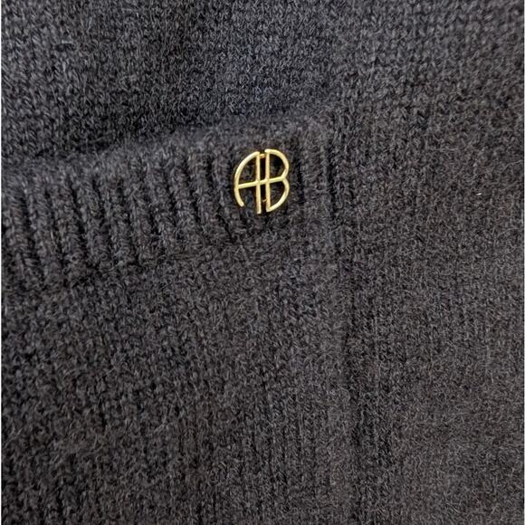 Anine Bing Jackson Deep Brown 100% Cashmere V-neck Button Logo Cardigan, size S - Picture 5 of 9